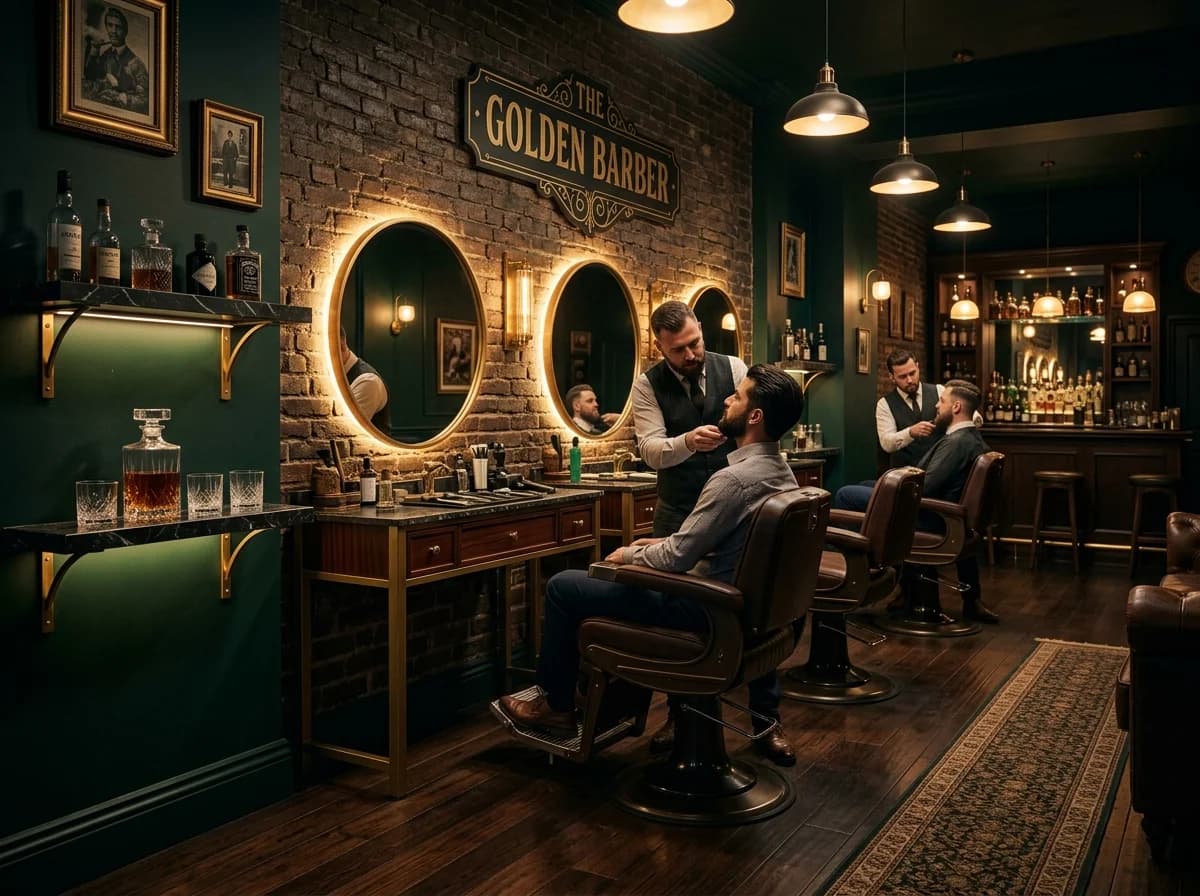 Interior clássico da Barbearia Dom Lucas